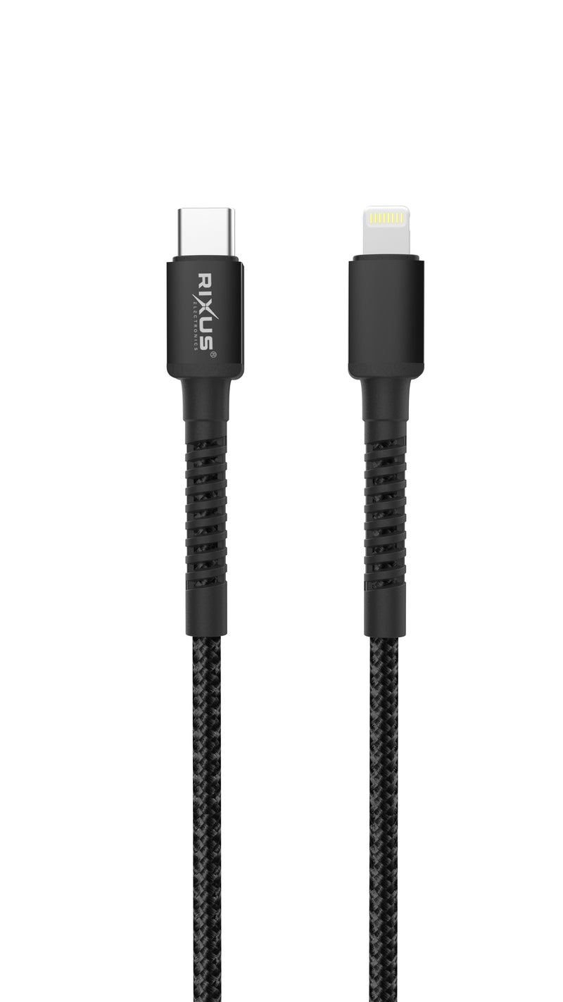 Rixus RXU71C Nylon Braided USB-C To USB-C Cable 120CM Black