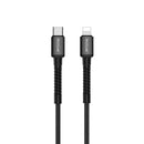 Rixus RXU71CA Nylon Braided USB-C To Lightning Cable 1.2m Black