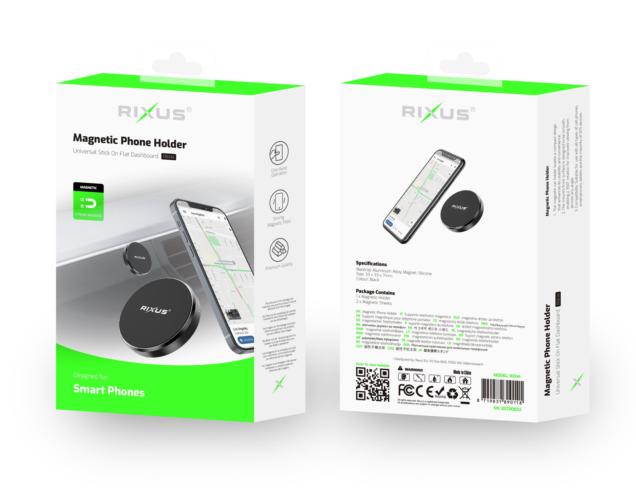 Rixus RXH4 Magnetic Phone Holder Mini Black