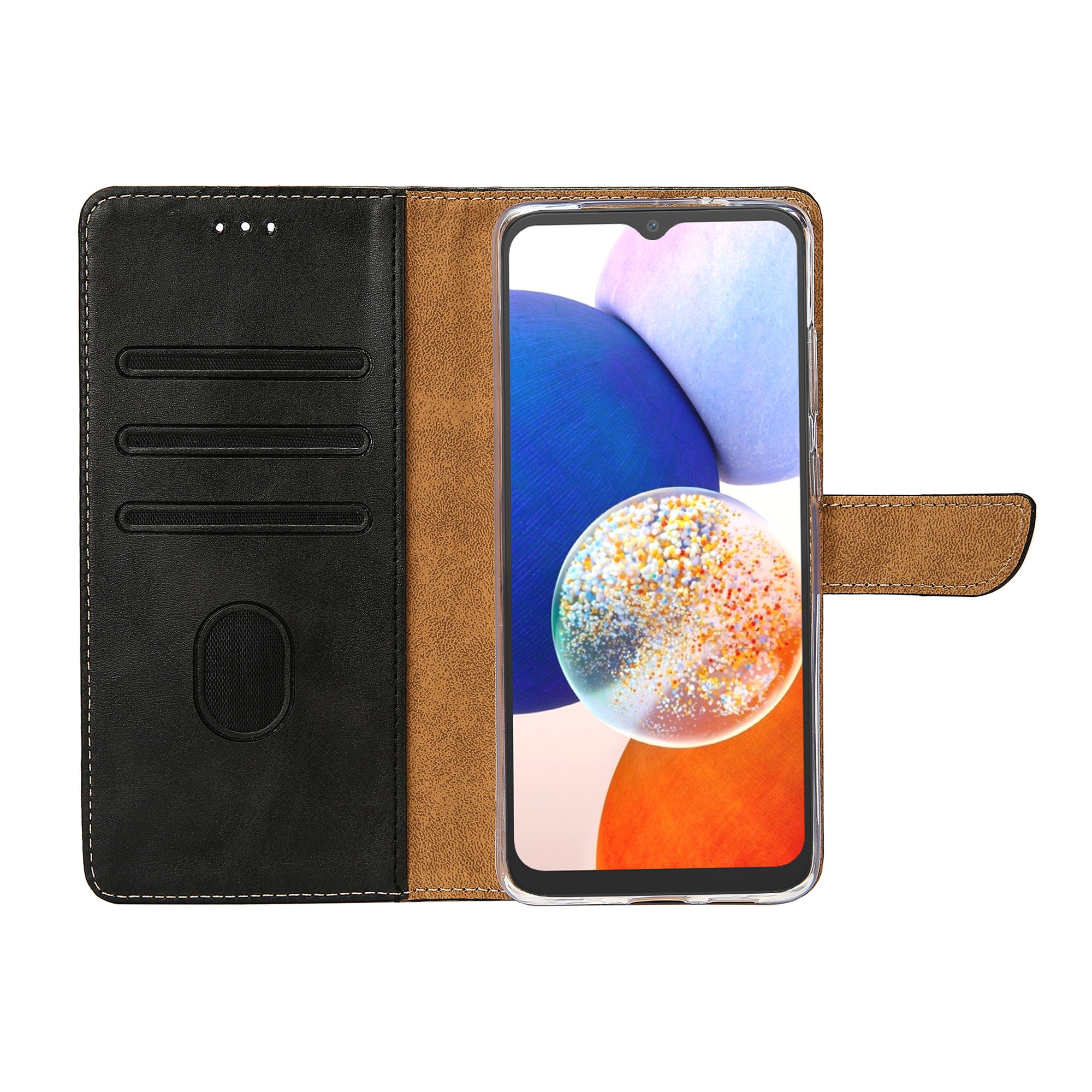 Rixus Bookcase For Samsung Galaxy A14 5G Black