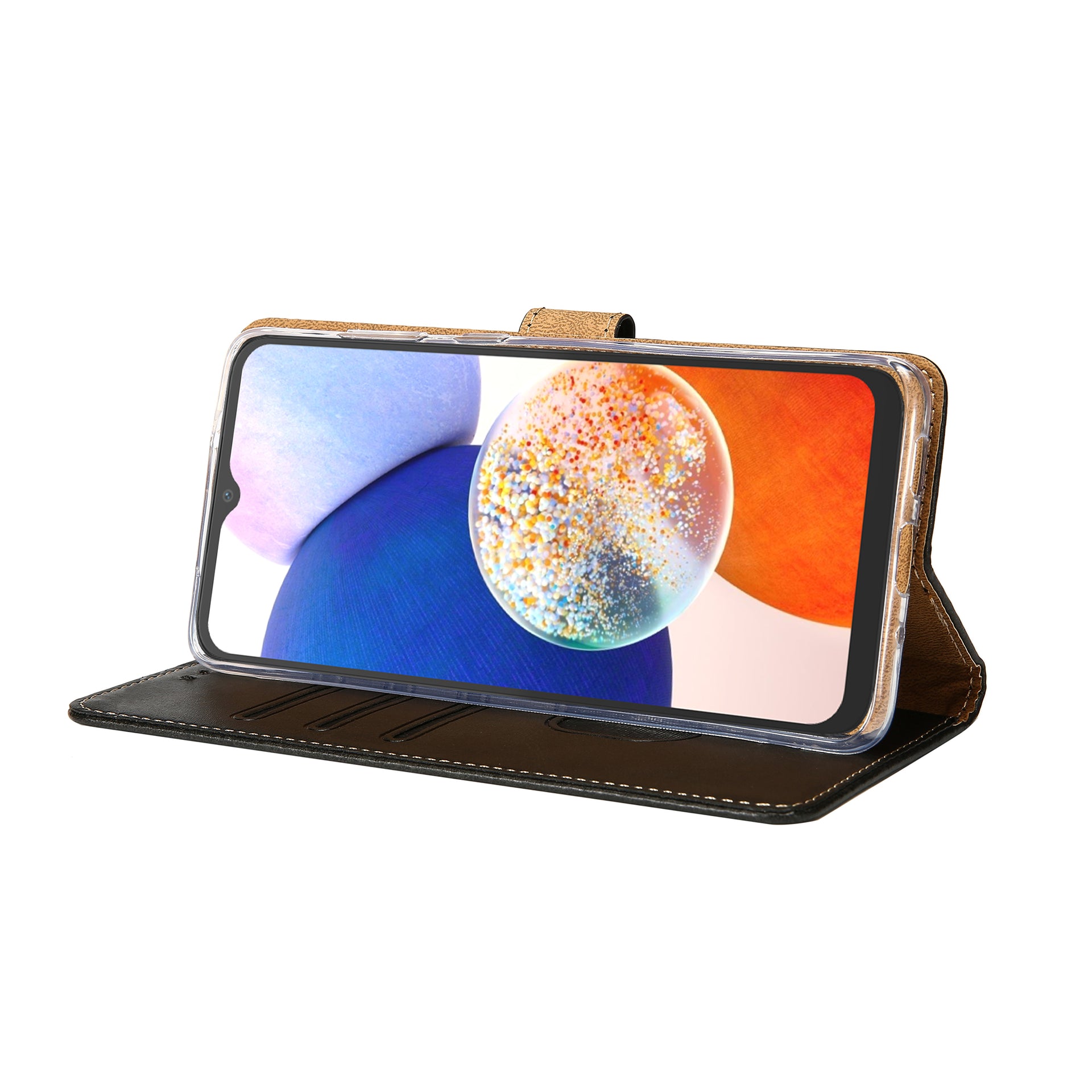 Rixus Bookcase For Samsung Galaxy A14 5G Black