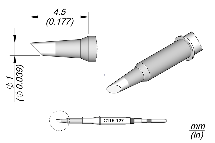 JBC C115127 Cartridge Bevel Ø1