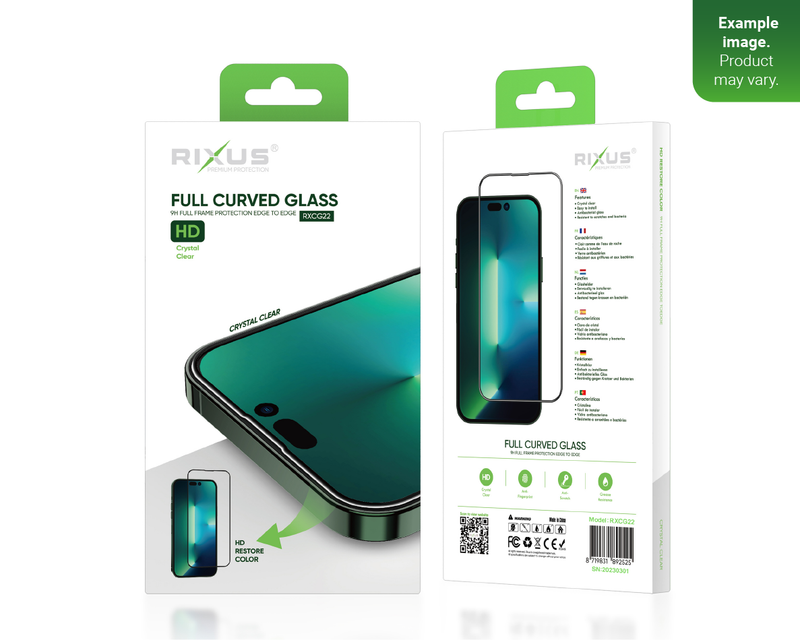 Rixus For iPhone 14, 13, 13 Pro Glass Curved Edge