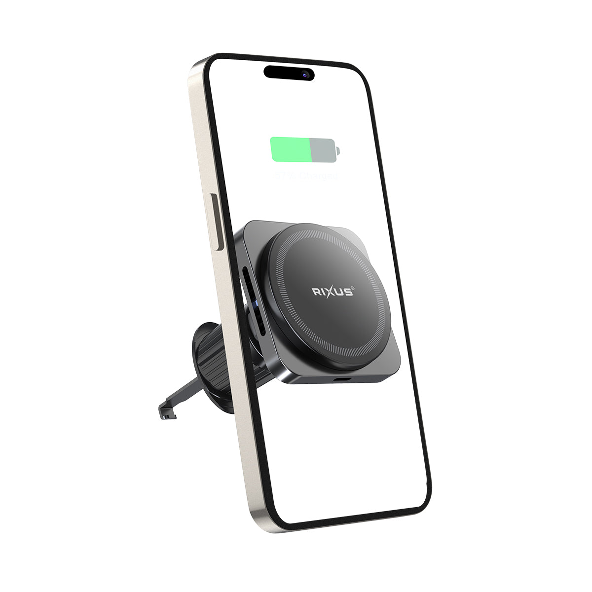 Rixus RXWC20 Wireless Car Charger For MagSafe Compatible Car Mount 15W Space Gray