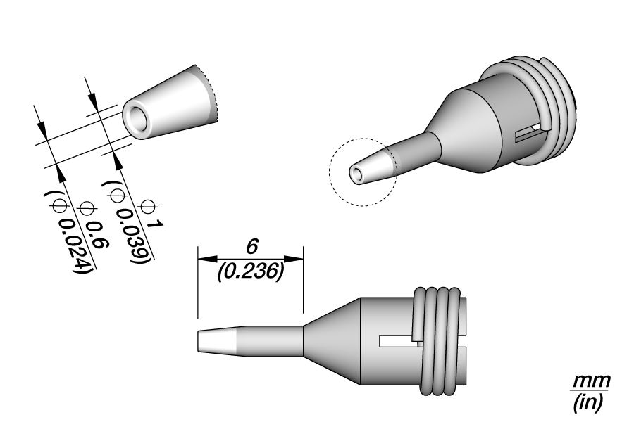 JBC C360001 Cartridge Through hole desoldering Ø 0.6