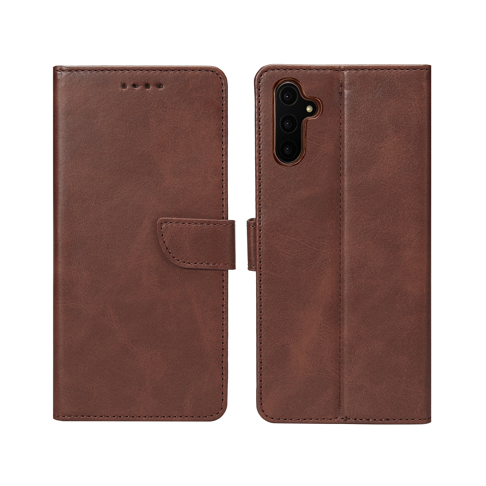 Rixus Bookcase For Samsung Galaxy A14 5G Brown