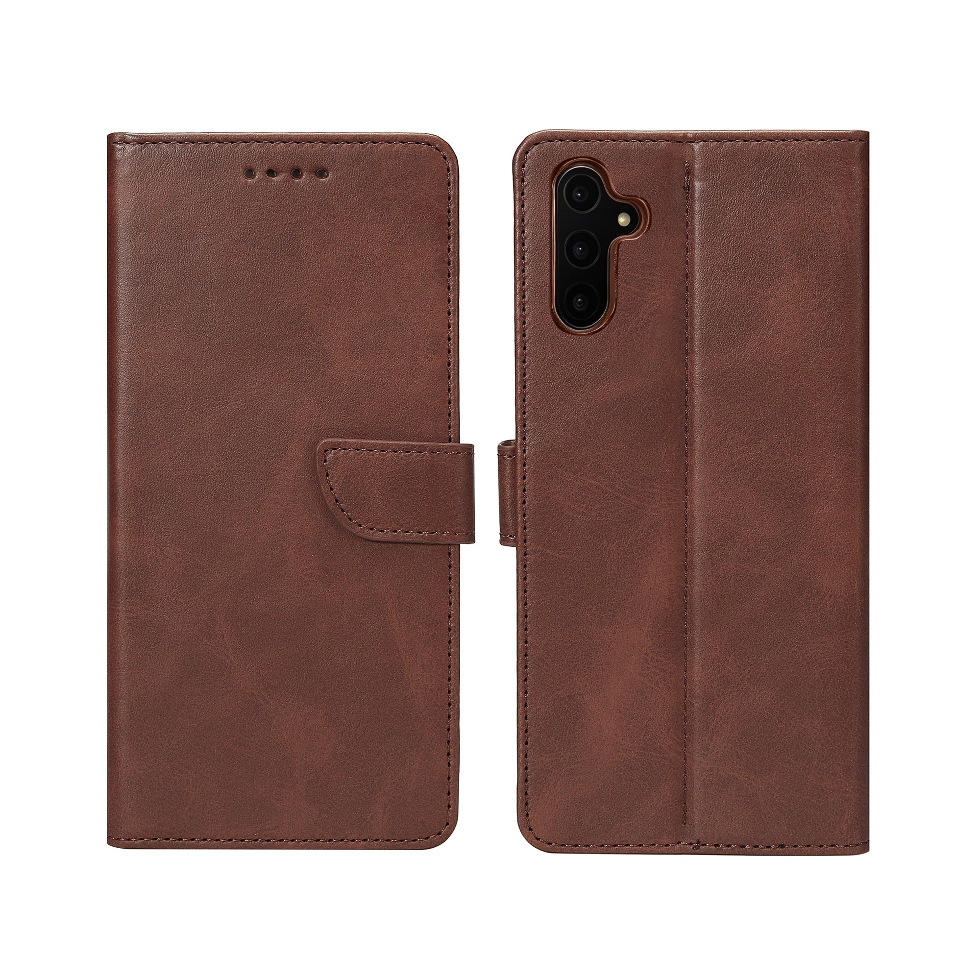 Rixus Bookcase For Samsung Galaxy A14 5G Brown
