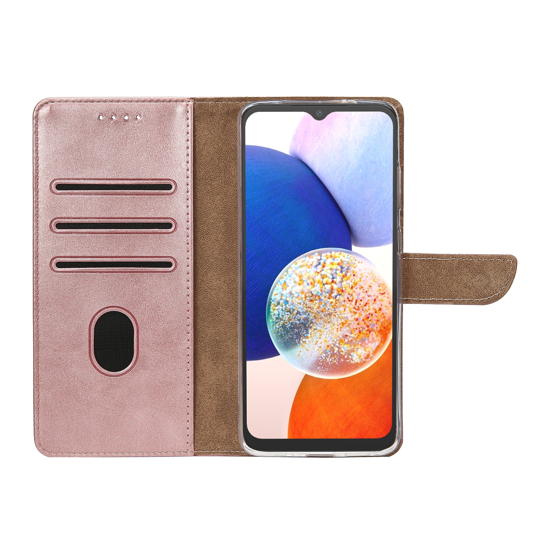 Rixus Bookcase For Samsung Galaxy A14 5G Pink