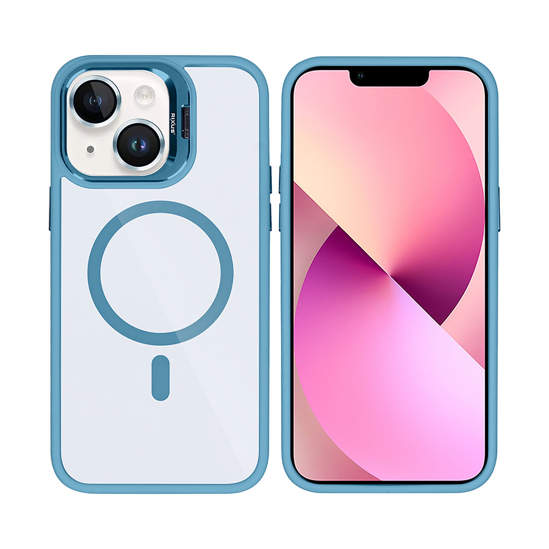 Rixus Classic 03 Case With MagSafe Compatible For Apple iPhone 13 Light Blue