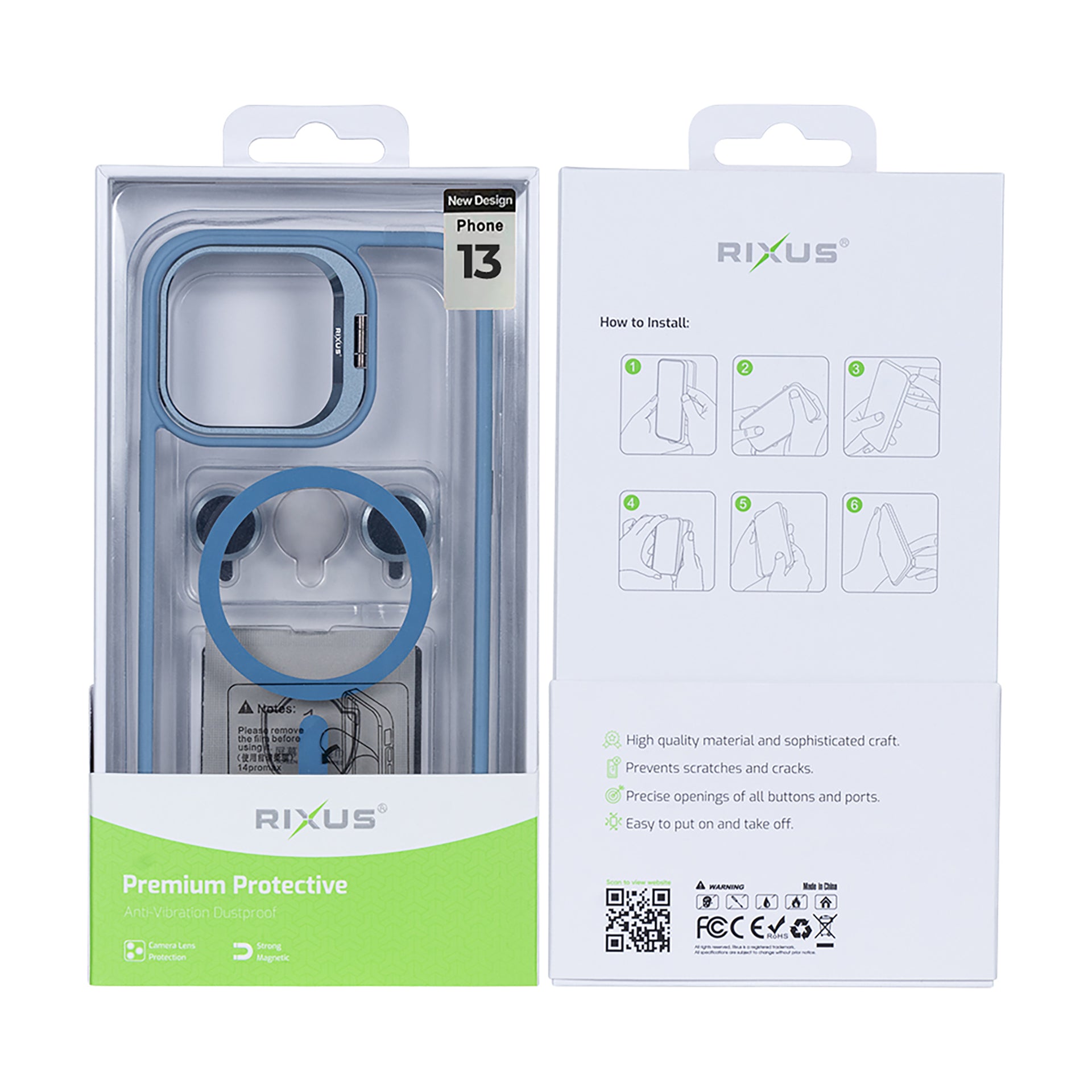 Rixus Classic 03 Case With MagSafe Compatible For Apple iPhone 13 Light Blue