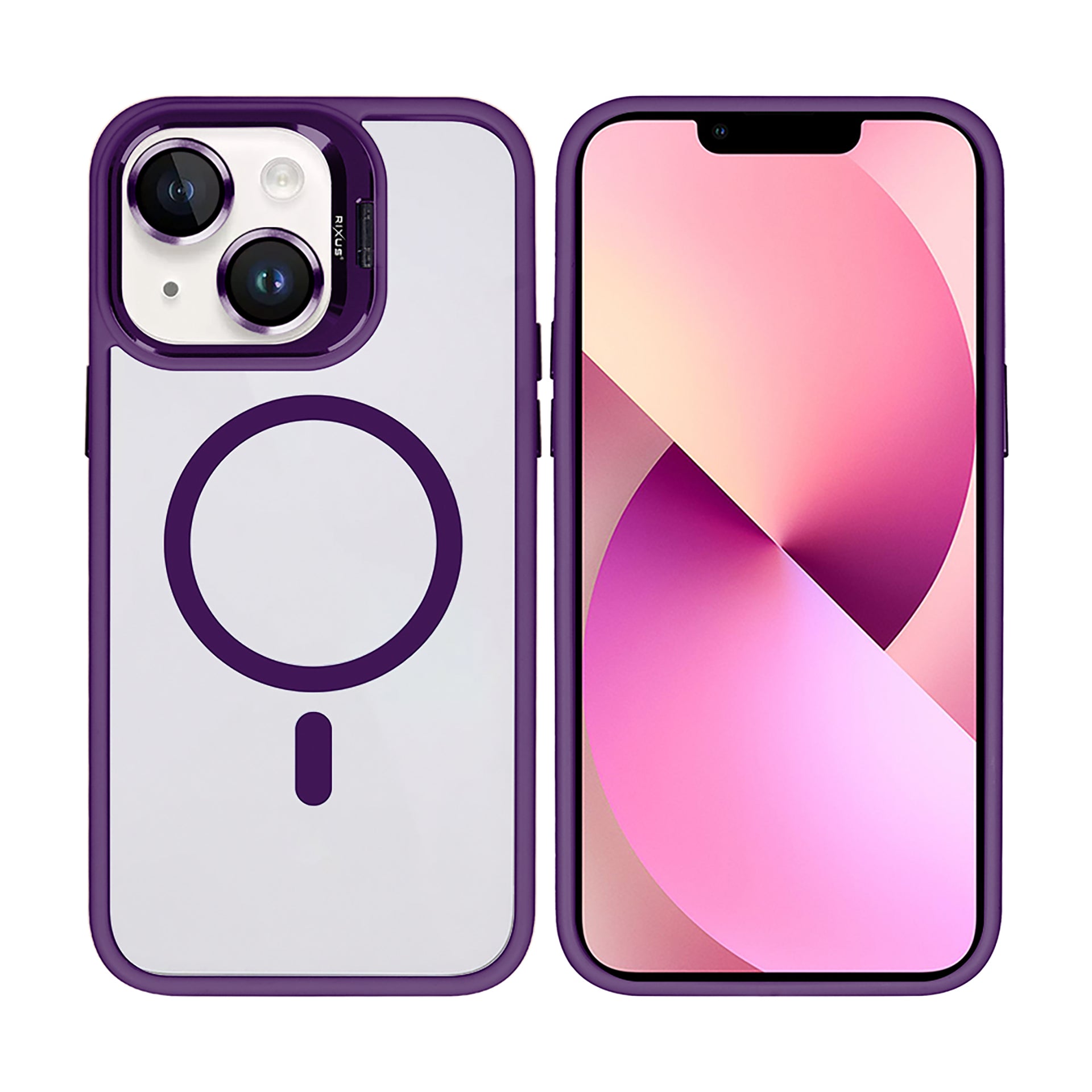 Rixus Classic 03 Case With MagSafe Compatible For Apple iPhone 13 Deep Purple
