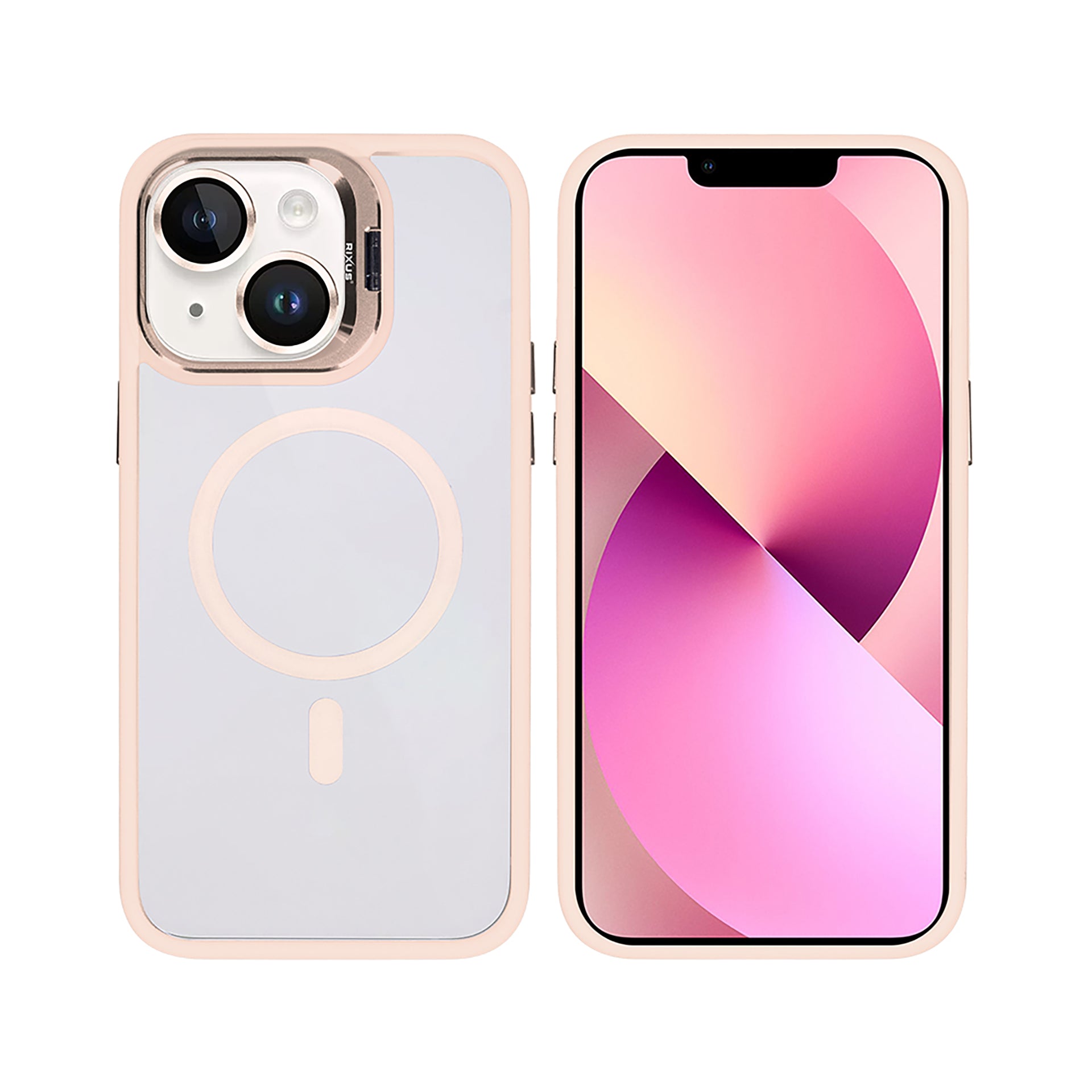 Rixus Classic 03 Case With MagSafe Compatible For Apple iPhone 13 Light Pink