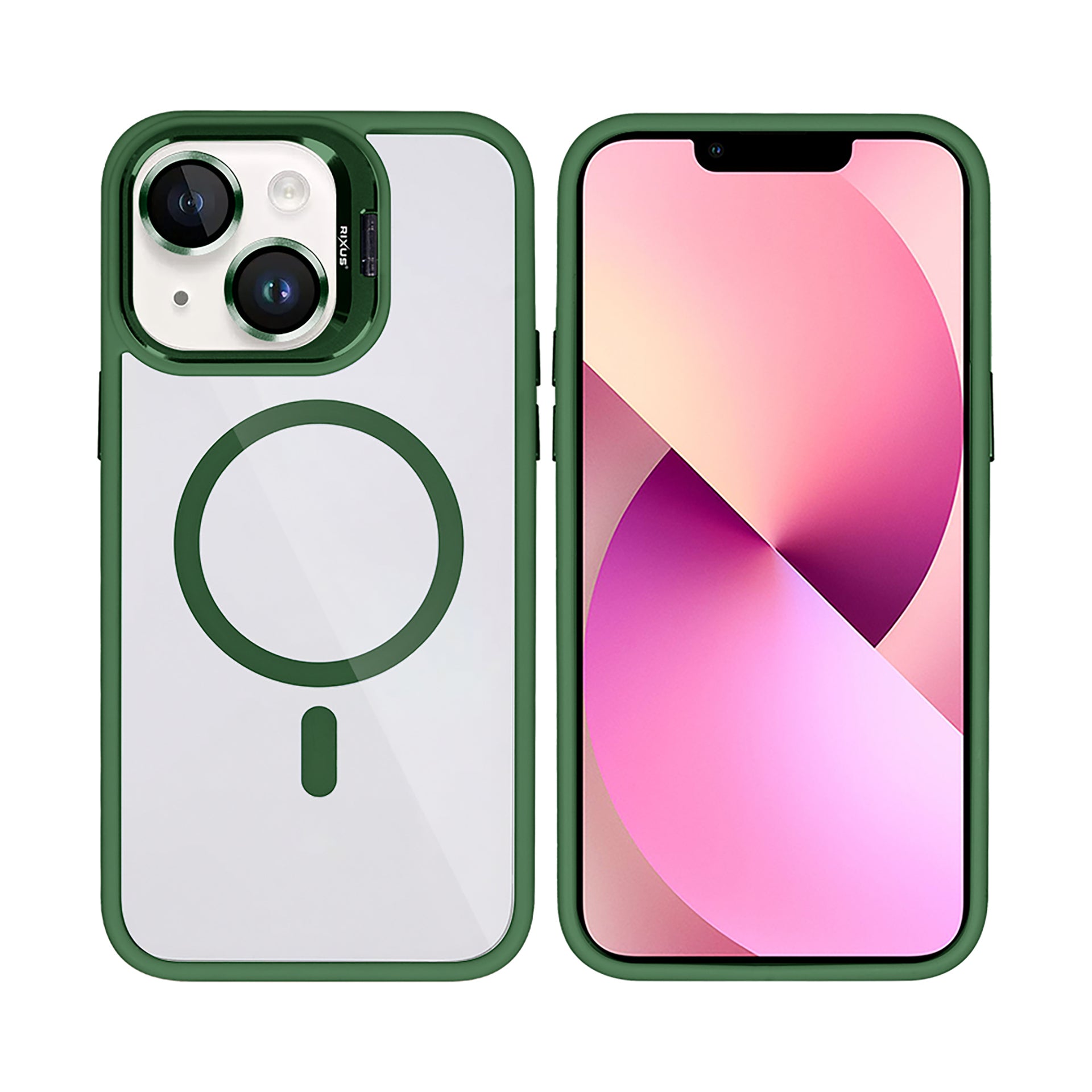 Rixus Classic 03 Case With MagSafe Compatible For Apple iPhone 13 Dark Green