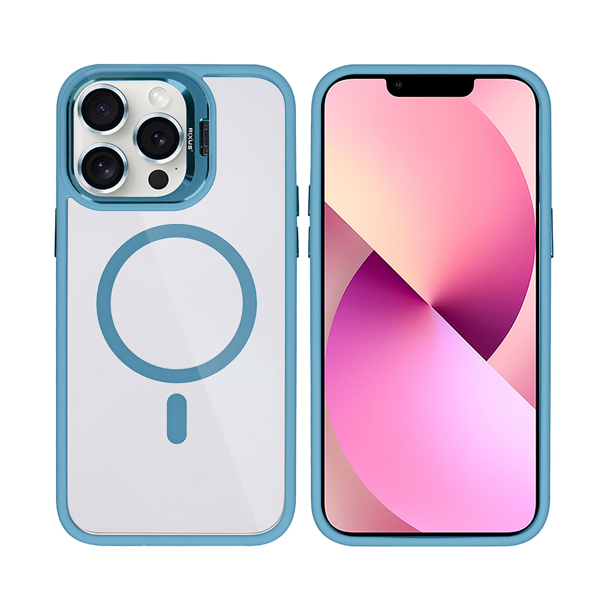 Rixus Classic 03 Case With MagSafe Compatible For Apple iPhone 13 Pro Light Blue