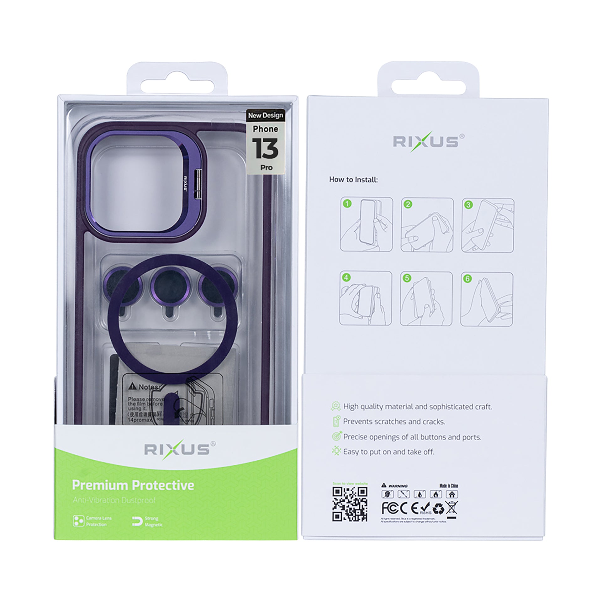 Rixus Classic 03 Case With MagSafe Compatible For Apple iPhone 13 Pro Deep Purple