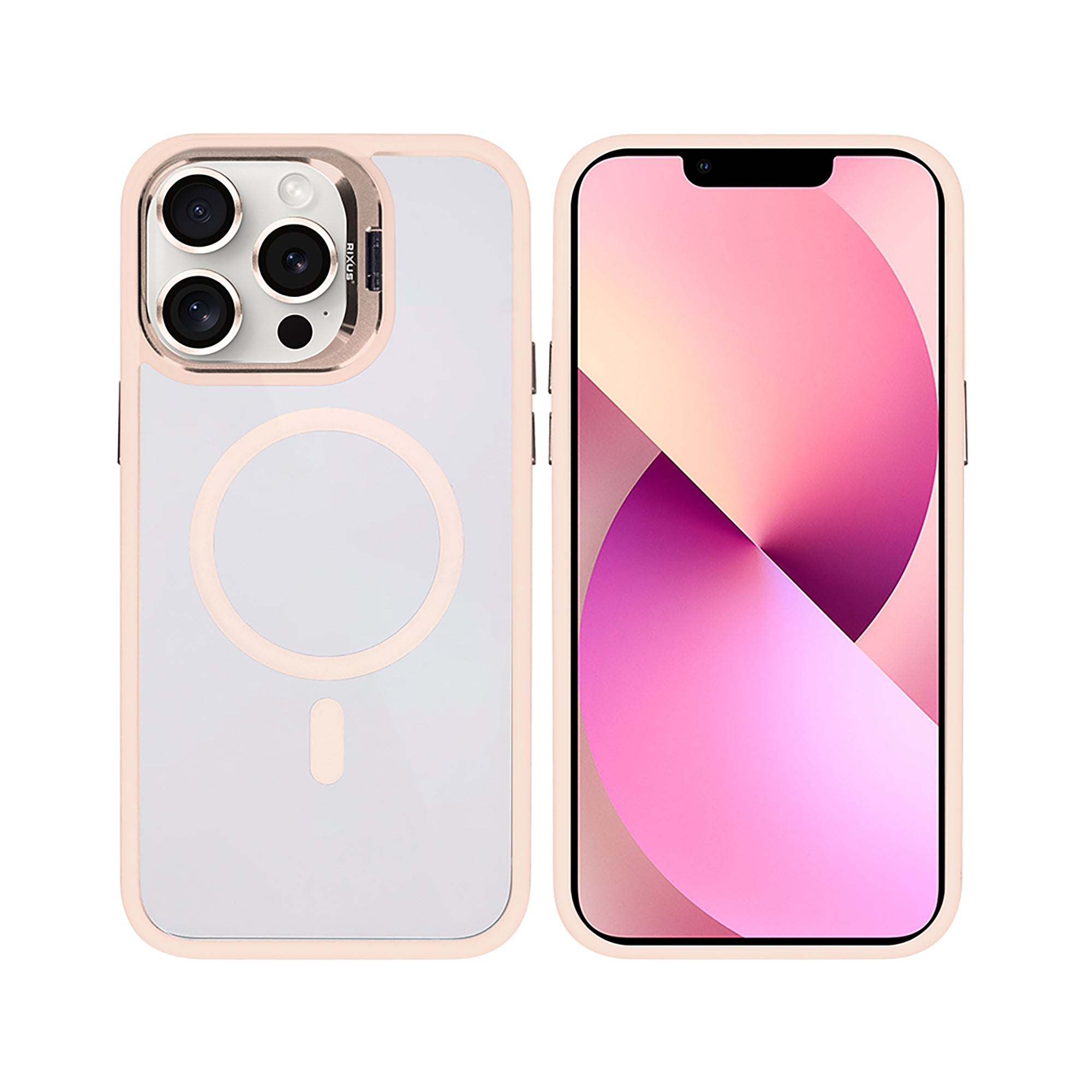 Rixus Classic 03 Case With MagSafe Compatible For Apple iPhone 13 Pro Light Pink