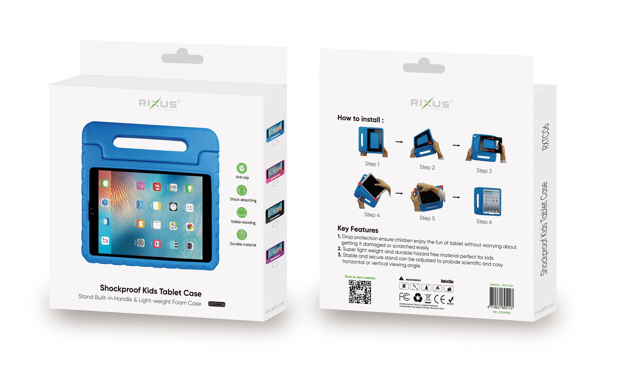 Rixus RXTC06 Tablet Kids Case For Apple iPad Mini 6 8.3 inch Blue