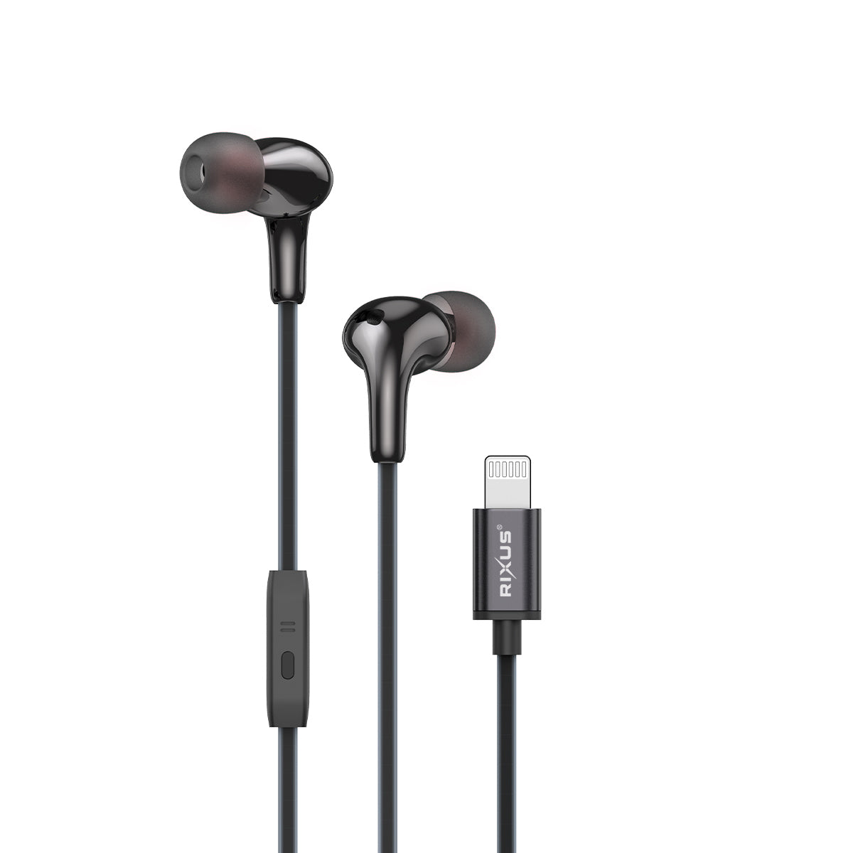 Rixus RXHD27L Stereo In-Ear Lightning Connector Wired Earphone Black