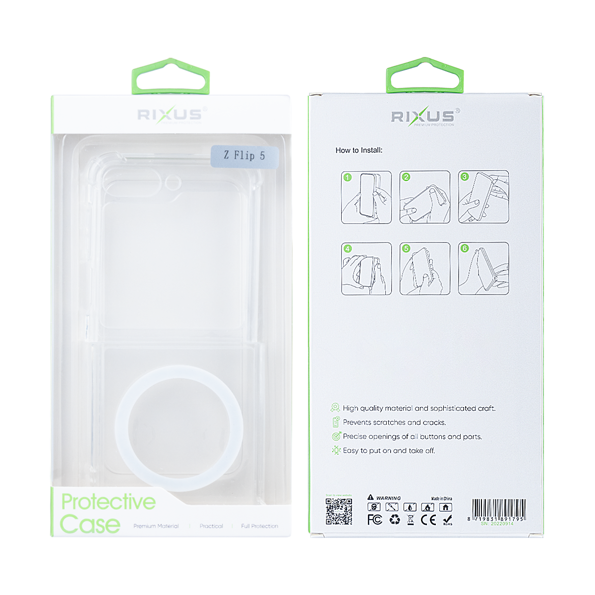 Rixus Clear Case With MagSafe Compatible For Samsung Galaxy Z Flip5