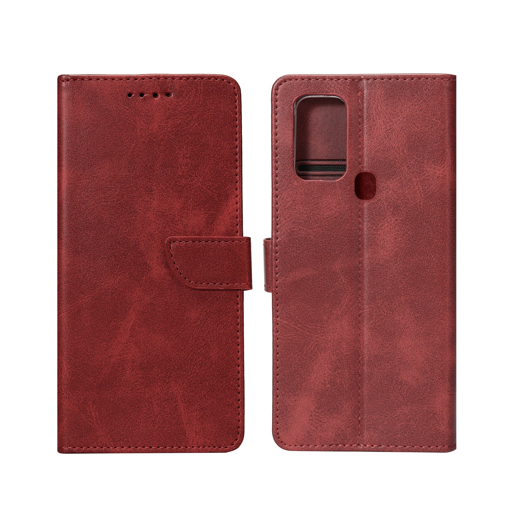 Rixus Bookcase For Samsung Galaxy A21s Dark Red
