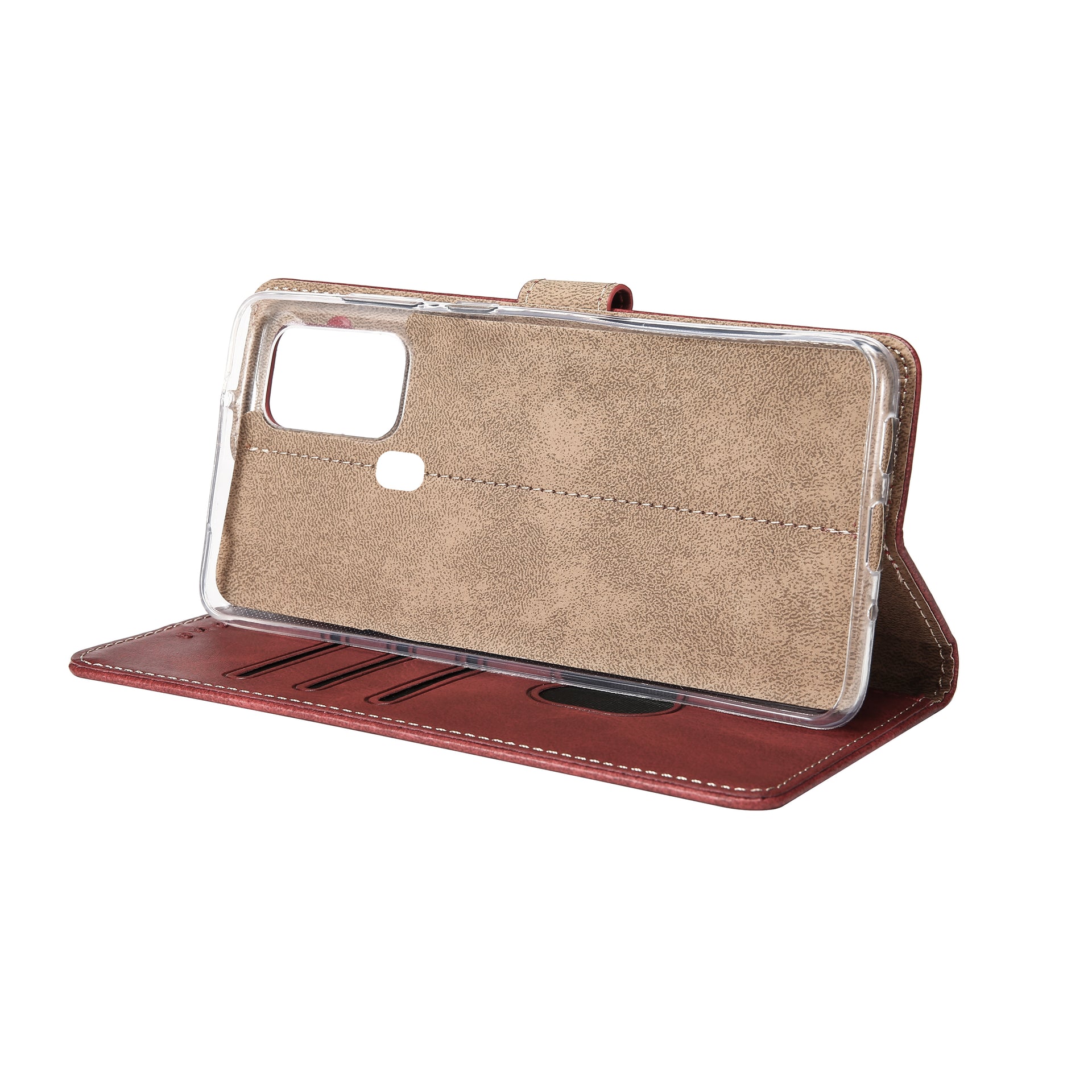 Rixus Bookcase For Samsung Galaxy A21s Dark Red