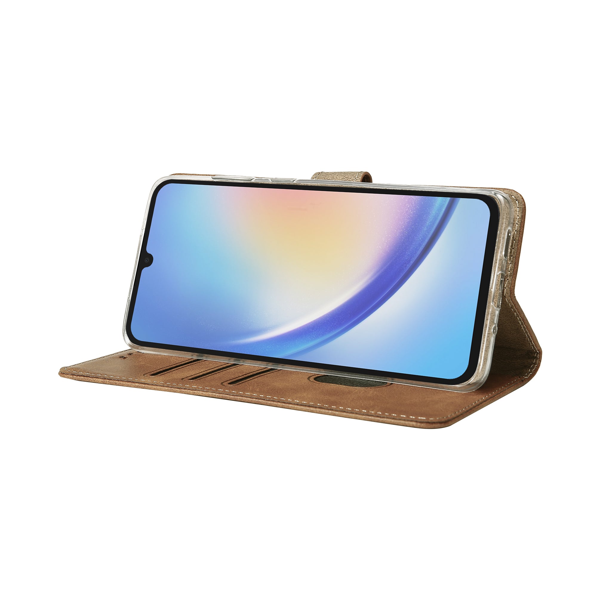 Rixus Bookcase For Samsung Galaxy A34 5G Light Brown