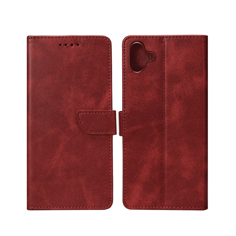 Rixus Bookcase For Samsung Galaxy A04e Dark Red