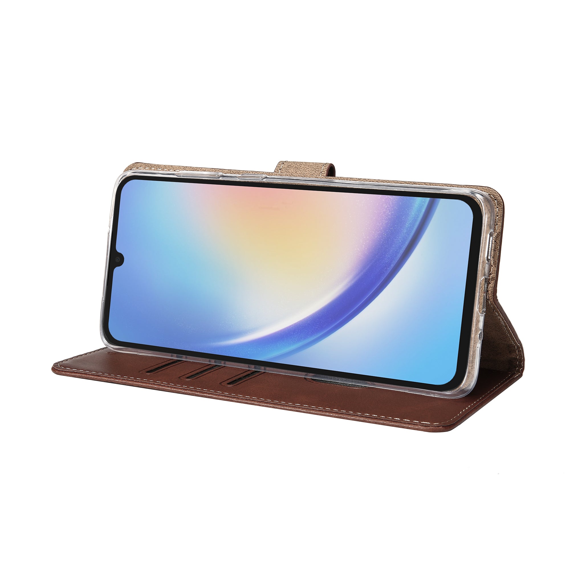 Rixus Bookcase For Samsung Galaxy A34 5G Brown