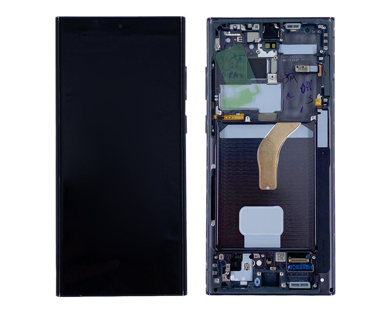 Samsung Galaxy S22 Ultra S908B Display And Digitizer With Frame Phantom Black Service Pack