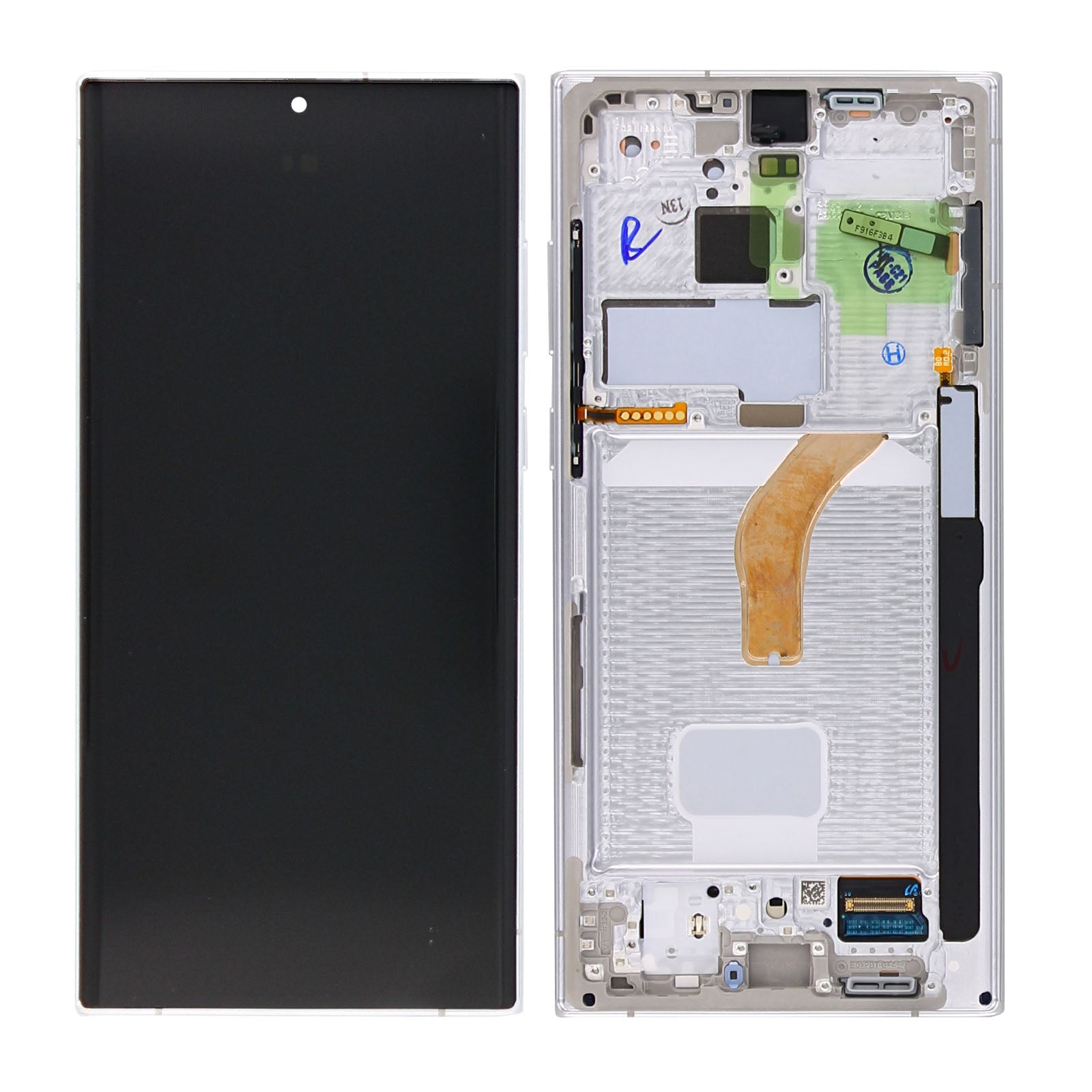 Samsung Galaxy S22 Ultra S908B Display And Digitizer With Frame Phantom White Service Pack