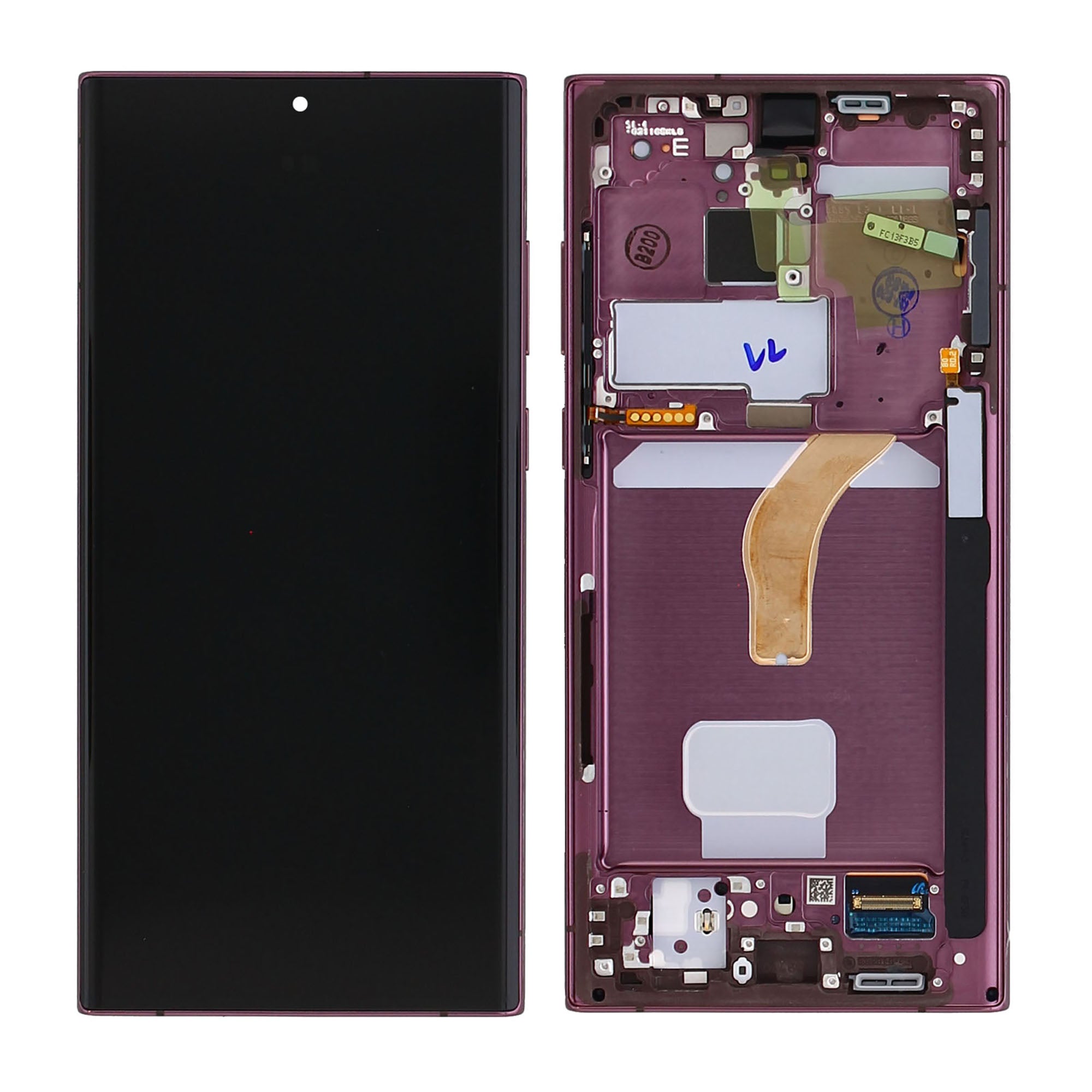 Samsung Galaxy S22 Ultra S908B Display And Digitizer With Frame Burgundy Service Pack
