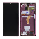 Samsung Galaxy S22 Ultra S908B Display And Digitizer With Frame Burgundy Service Pack