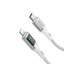 Rixus RXUC29AL Braided USB-A To Lightning Connector Cable With LED Display White