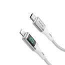Rixus RXUC29AL Braided USB-A To Lightning Cable With LED Display White