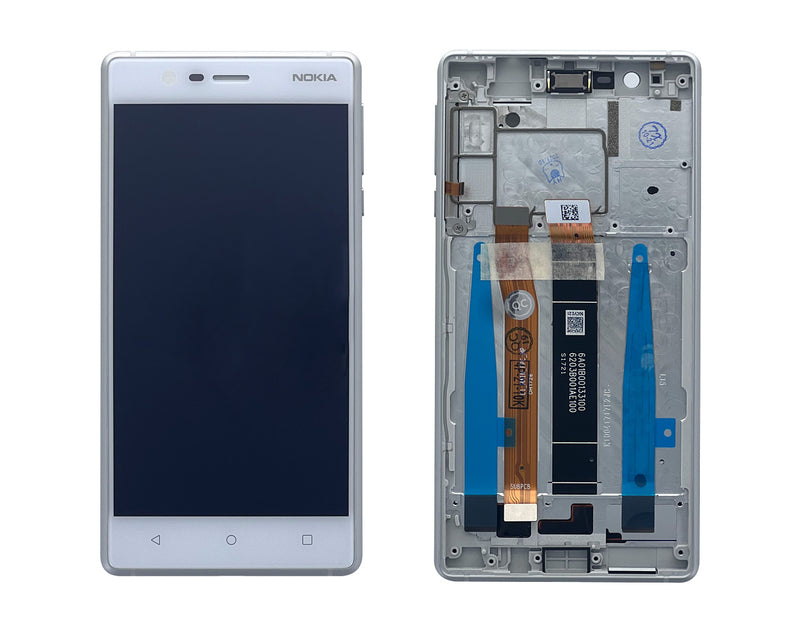 Nokia 3 Display And Digitizer With Frame White OEM