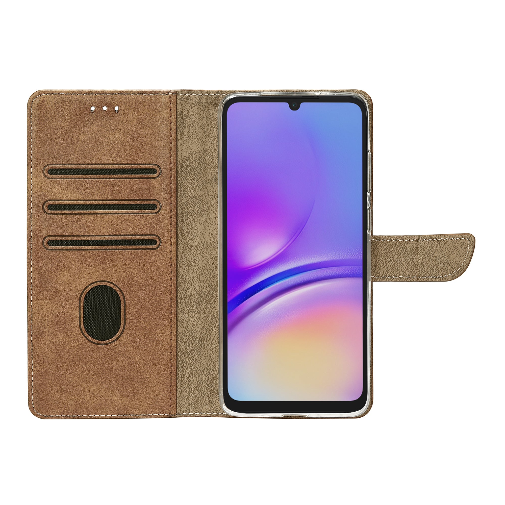 Rixus Bookcase For Samsung Galaxy A05 Light Brown