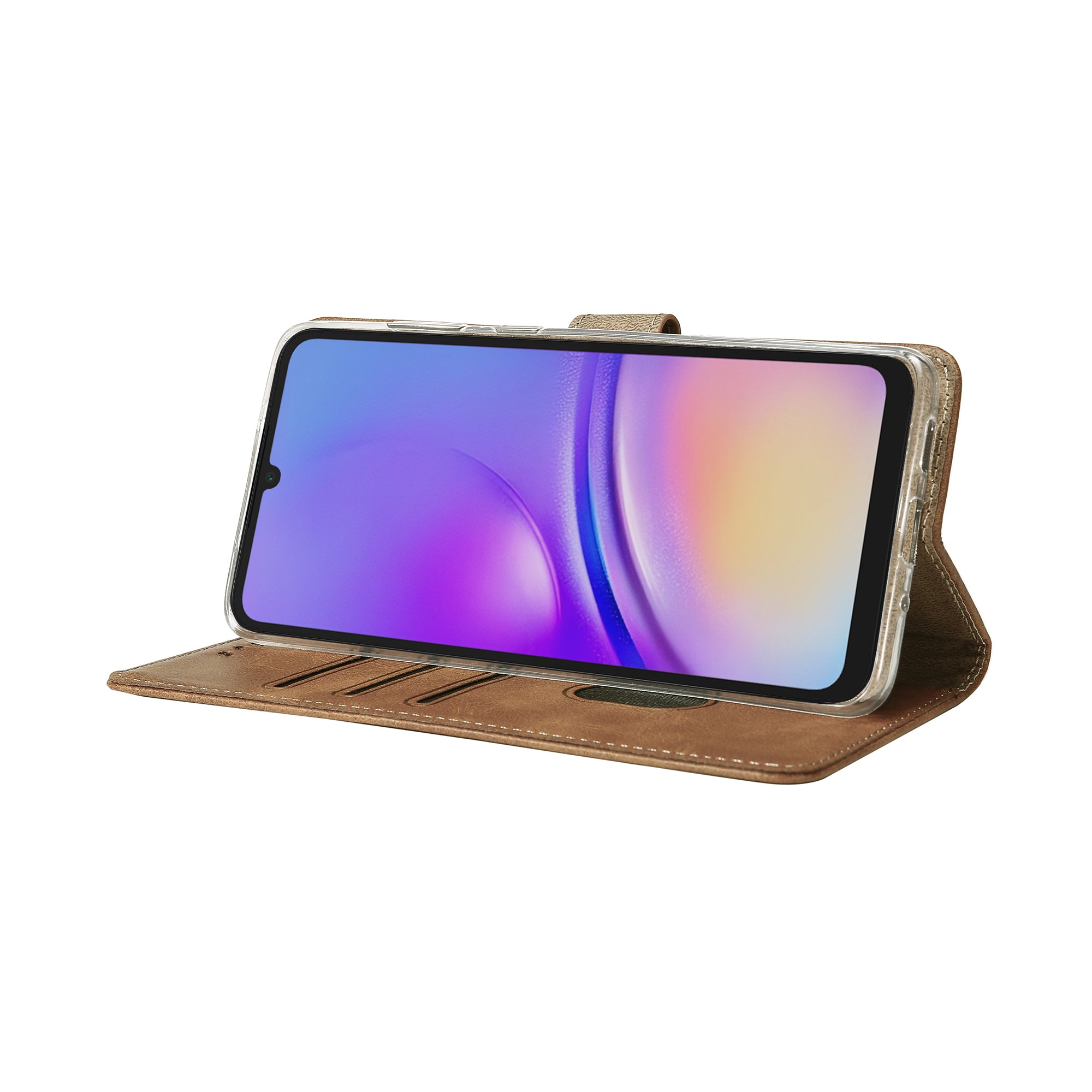 Rixus Bookcase For Samsung Galaxy A05 Light Brown