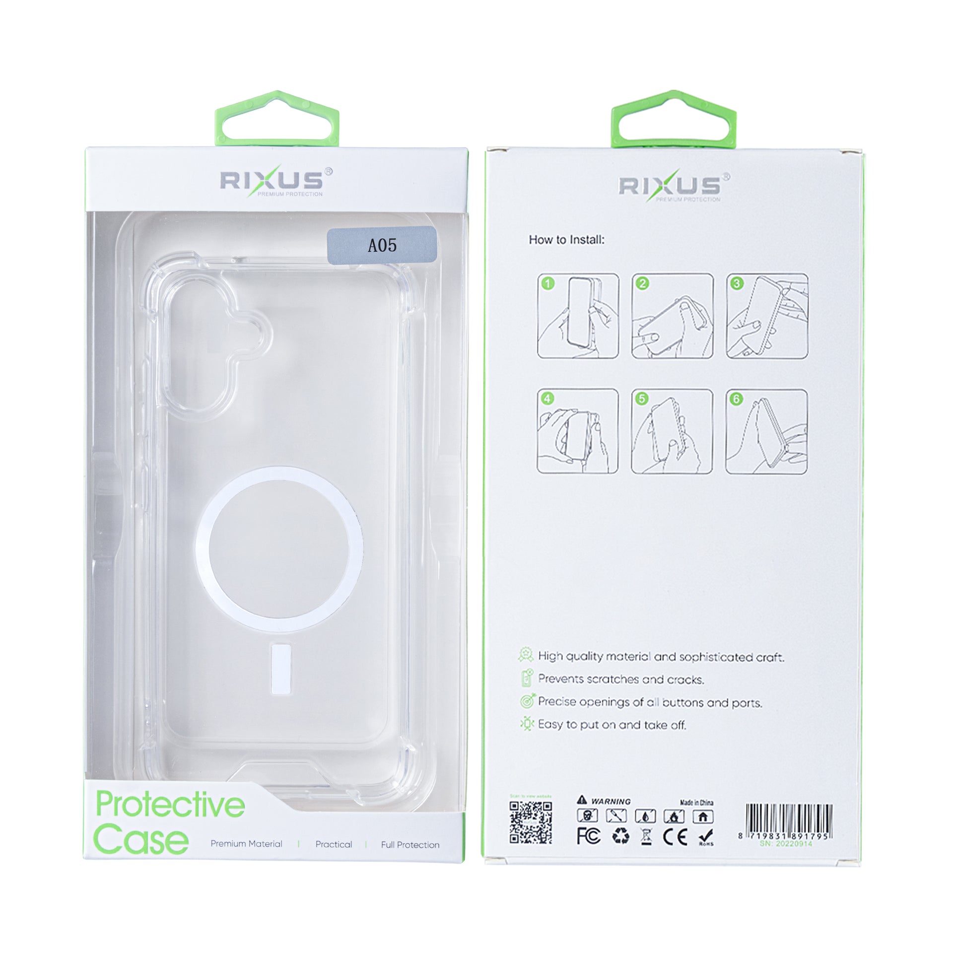 Rixus Anti-Burst Case With MagSafe Compatible For Samsung Galaxy A05 Transparent