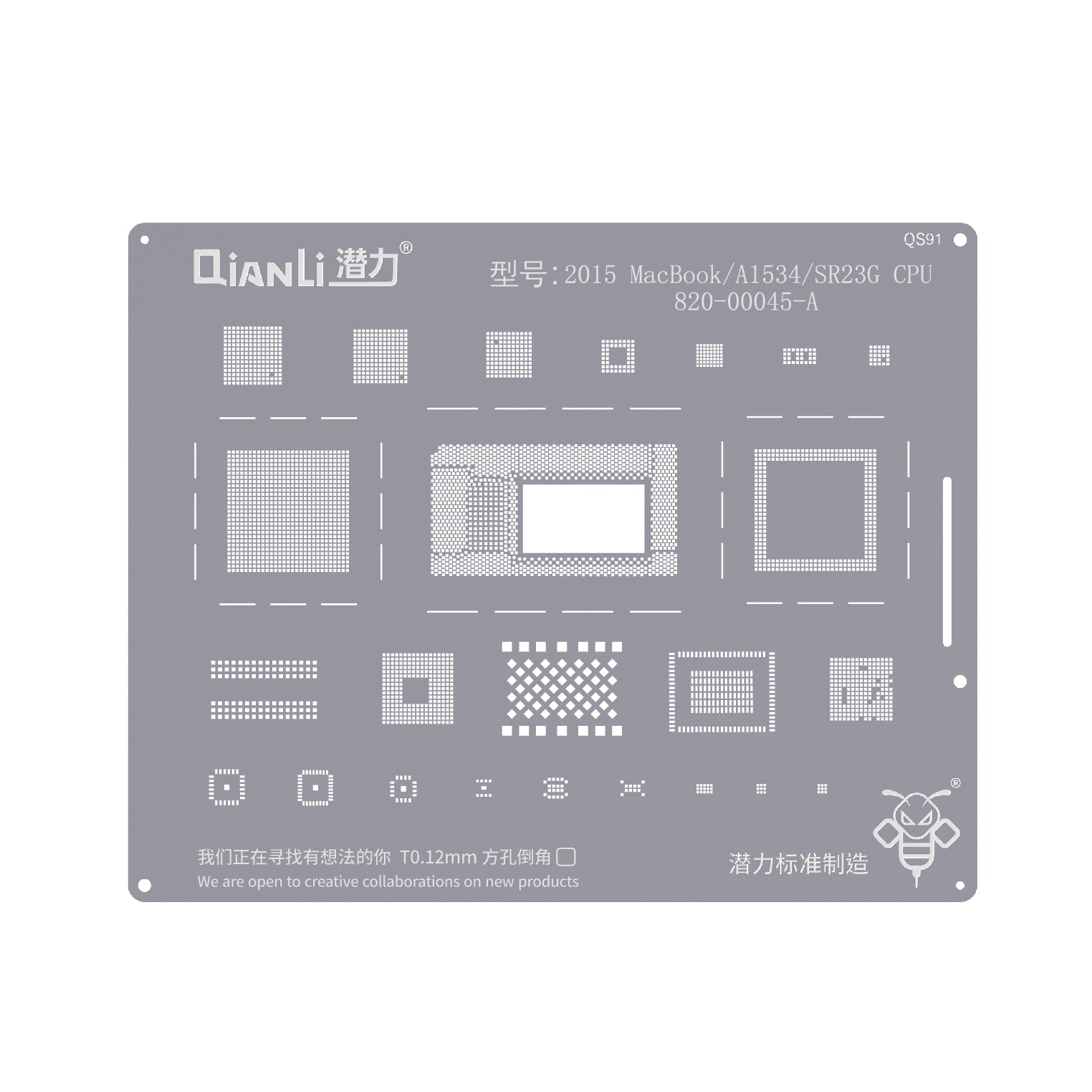 QIANLI Bumblebee Stencil QS91 For Apple MacBook (2015) A1534, SR23G, CPU 820-00045-A