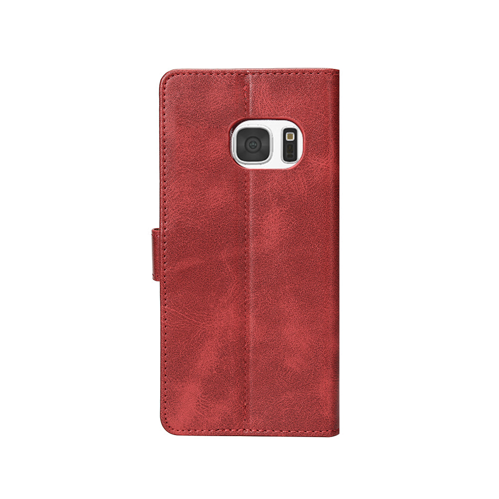 Rixus Bookcase For Samsung Galaxy S7 Dark Red