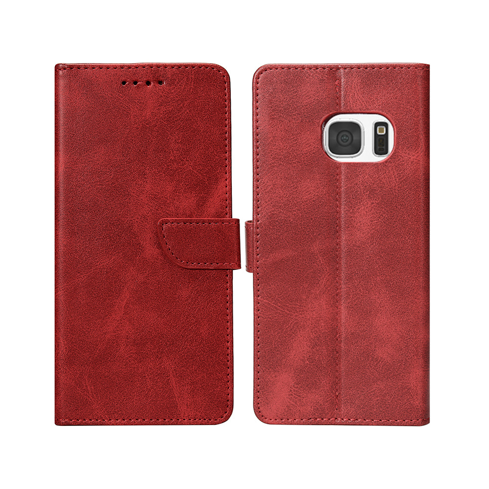 Rixus Bookcase For Samsung Galaxy S7 Dark Red