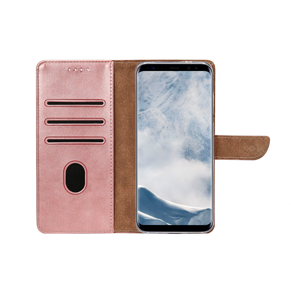 Rixus Bookcase For Samsung Galaxy S8 Pink