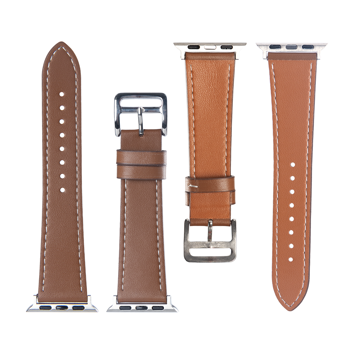 Double Layer Leather Ban For Apple Watch 42mm, 44mm, 45mm, 49mm Brown