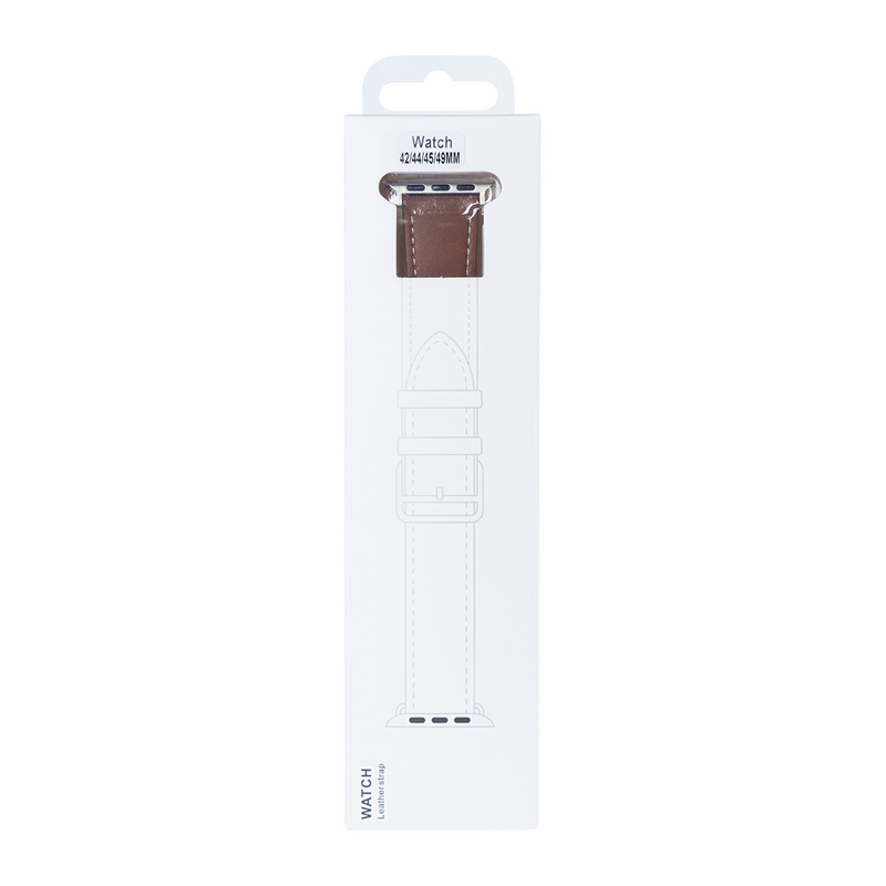 For Apple Watch 42mm, 44mm, 45mm, 49mm Double Layer Leather Band Brown