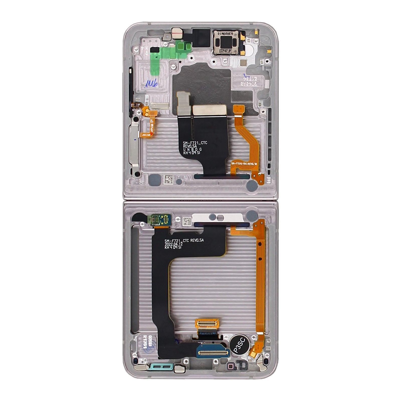 Samsung Galaxy Z Flip4 5G F721B Main Display And Digitizer With Frame White Service Pack