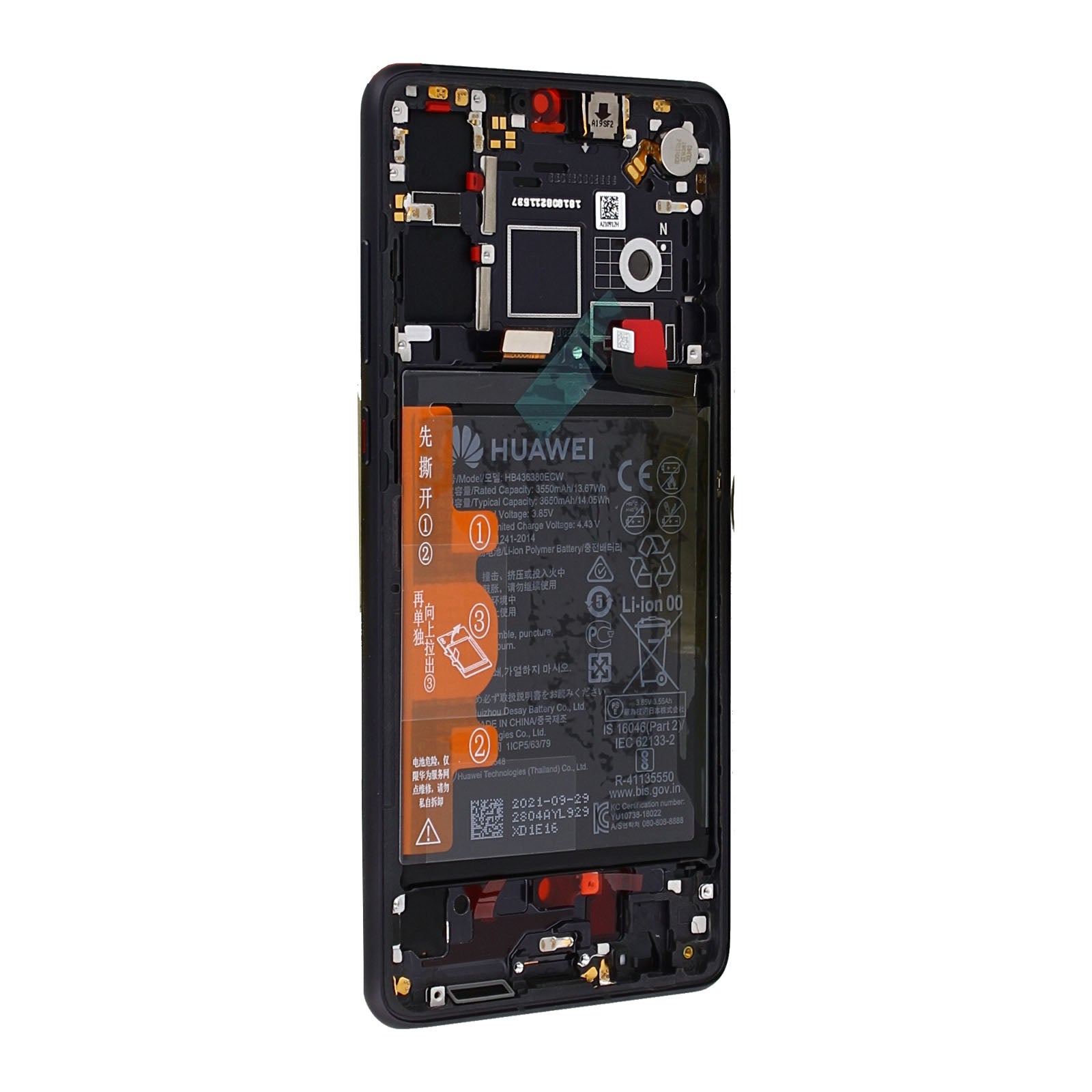 Huawei P30 New Version Display And Digitizer With Frame Black Service Pack