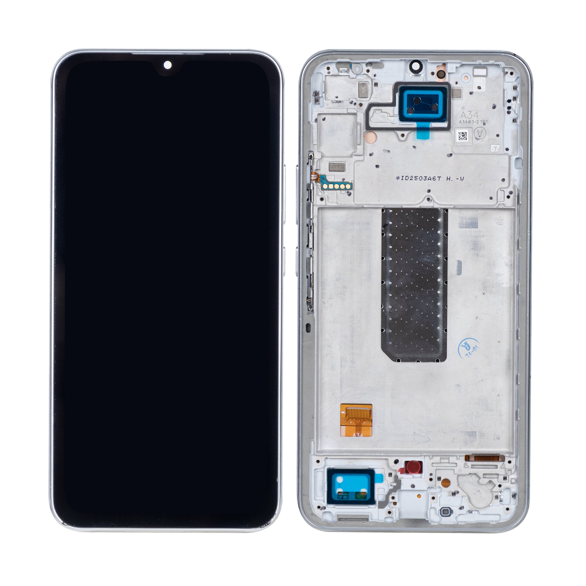 Samsung Galaxy A34 5G A346B Display And Digitizer With Frame Silver Soft-OLED
