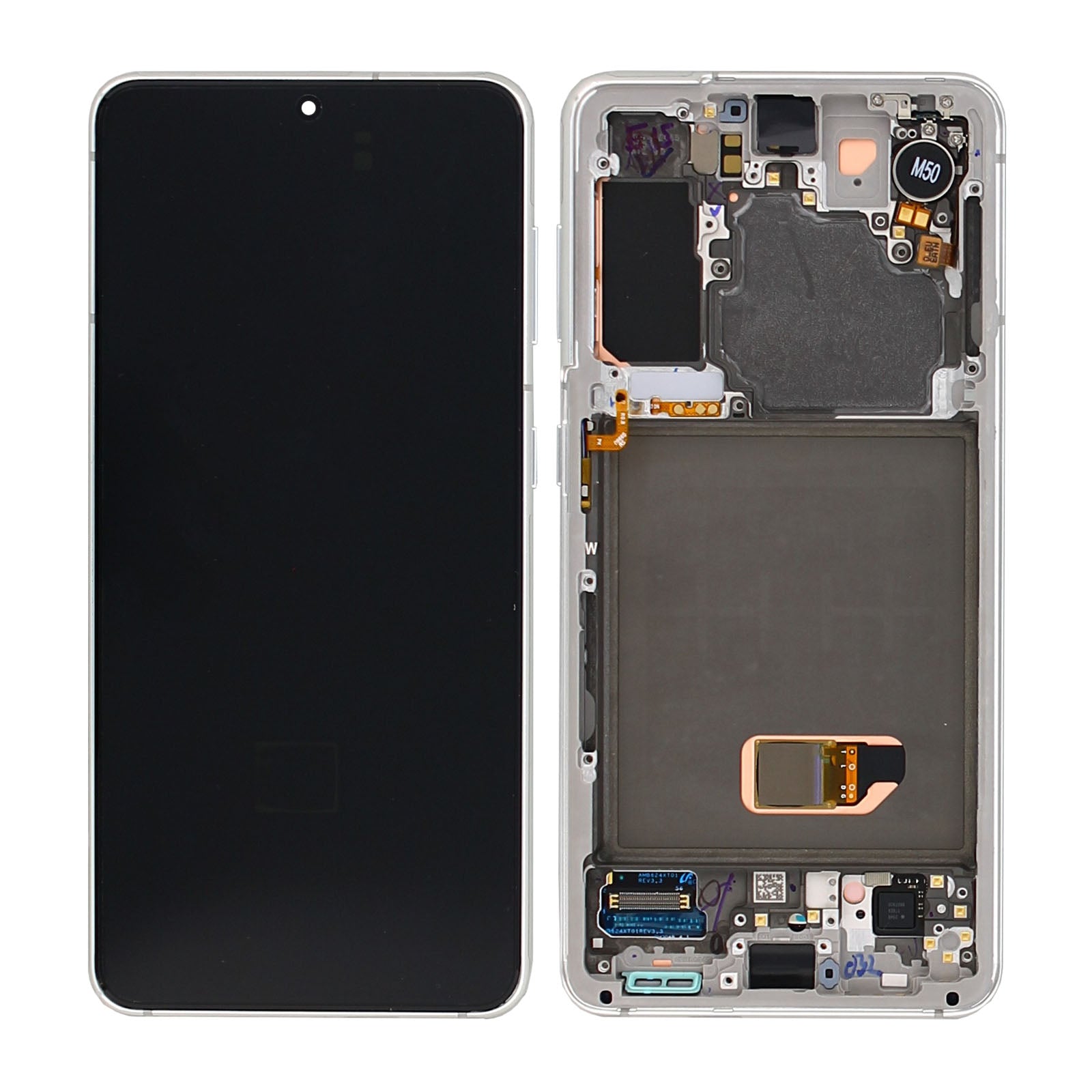 Samsung Galaxy S21 5G G991B Display And Digitizer With Frame Phantom White Service Pack