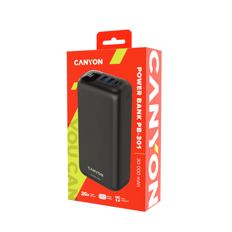 Canyon Powerbank PB-301 USB-C PD, USB-A 30000mAh Black