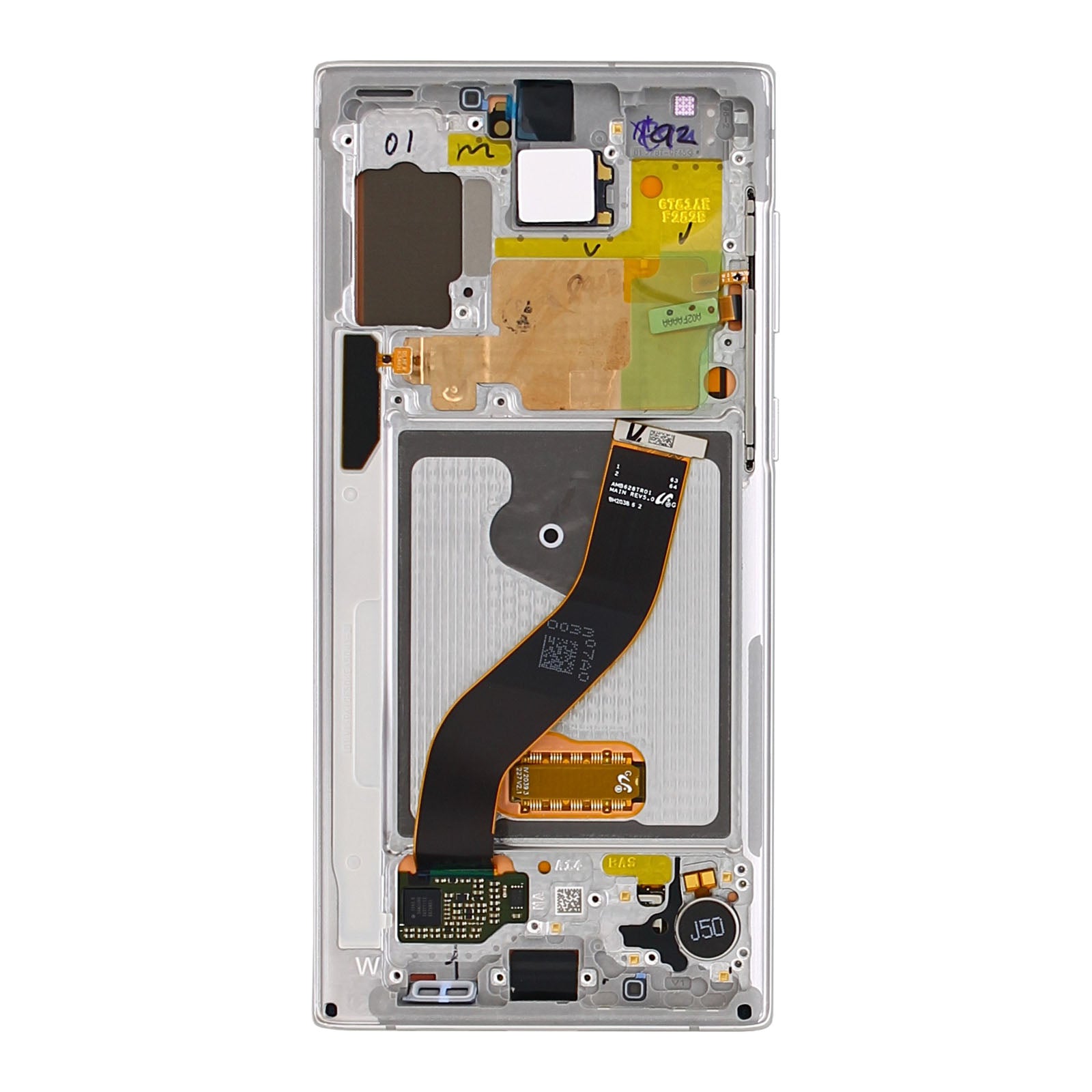 Samsung Galaxy Note 10 N970F Display And Digitizer With frame Aura White Service Pack